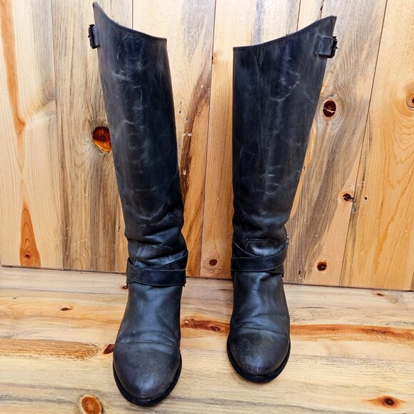 Charles David Grey Italian Leather Knee High Boots Size 8 - Picture 2 of 7